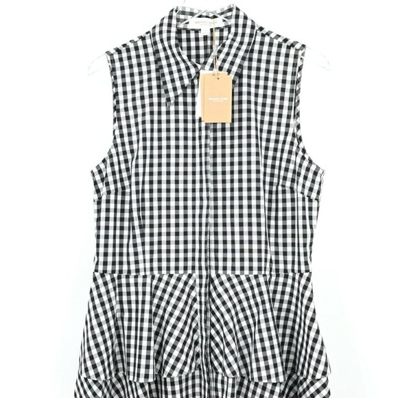 MICHAEL KORS Collection knee length 12 Gingham Poplin Belted Shirt Dress $1490 - Picture 4 of 12